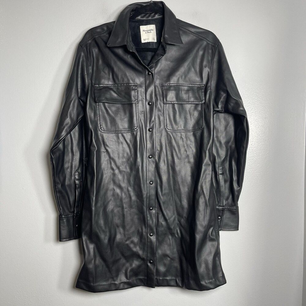 ABERCROMBIE & FITCH Faux Leather Dress Size Small Tall Black NEW‎ Rocker Band
